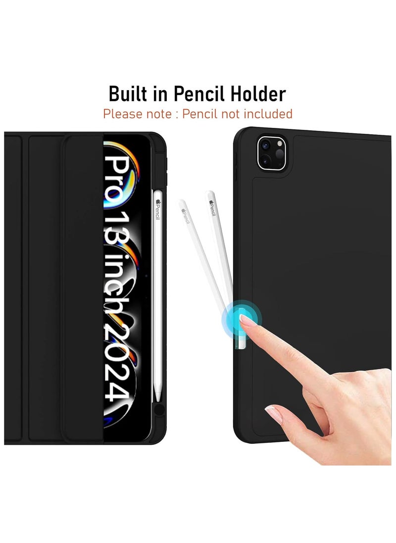 Case for iPad Pro 13-inch (M4) 2024 Tri-Fold Smart Tablet PU Leather Case, Hard PC Back Shell Slim Case Multi- Viewing Angles Stand Hard Shell Folio Case Cover with Auto Wake up