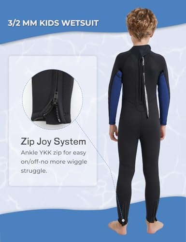 Lemorecn Kids 3mm Back Zip Full Wetsuit for Boys Girls Toddlers4131blacknavy4 - Image 3