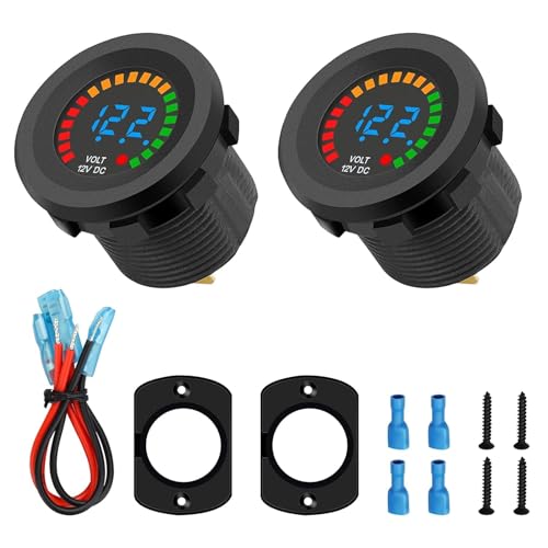 Linkstyle 12V Battery Meter, Waterproof 12V Voltmeter Gauge, Digital Display Voltage Gauge Meter for Marine Car Motorcycle - Image 1