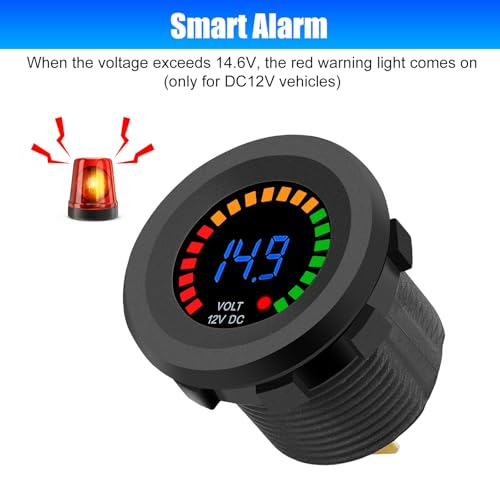 Linkstyle 12V Battery Meter, Waterproof 12V Voltmeter Gauge, Digital Display Voltage Gauge Meter for Marine Car Motorcycle - Image 2