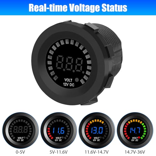 Linkstyle 12V Battery Meter, Waterproof 12V Voltmeter Gauge, Digital Display Voltage Gauge Meter for Marine Car Motorcycle - Image 3