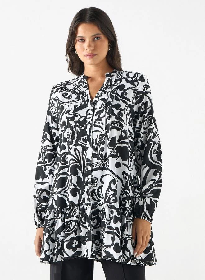 2Xtremz 2Xtremz All-Over Print Tunic with Long Sleeves