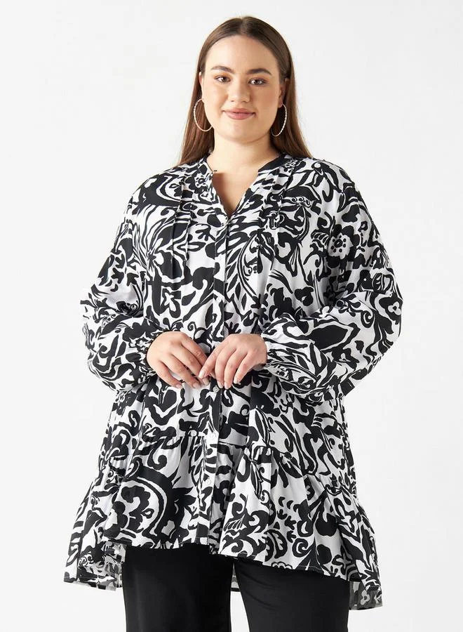 2Xtremz 2Xtremz All-Over Print Tunic with Long Sleeves