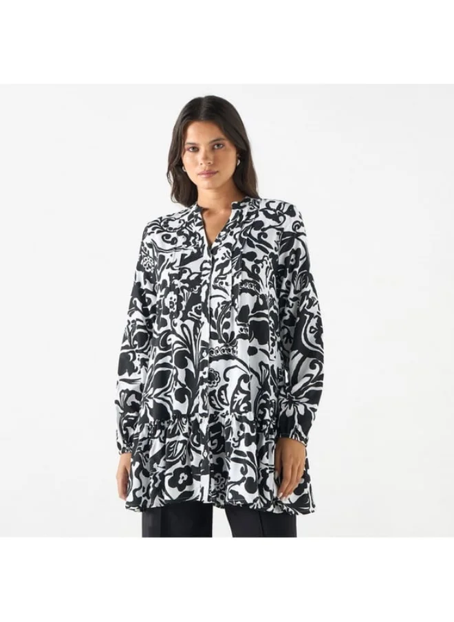 2Xtremz 2Xtremz All-Over Print Tunic with Long Sleeves