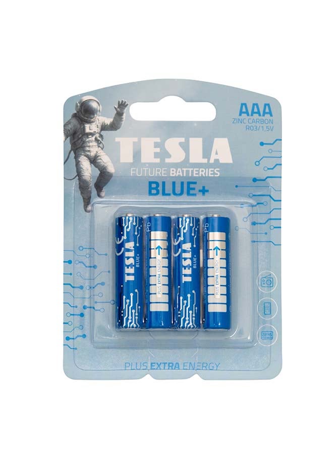 TESLA BATTERIES  AAA BLUE+ ZINC CARBON  R03 1.5 4pcs - Image 1