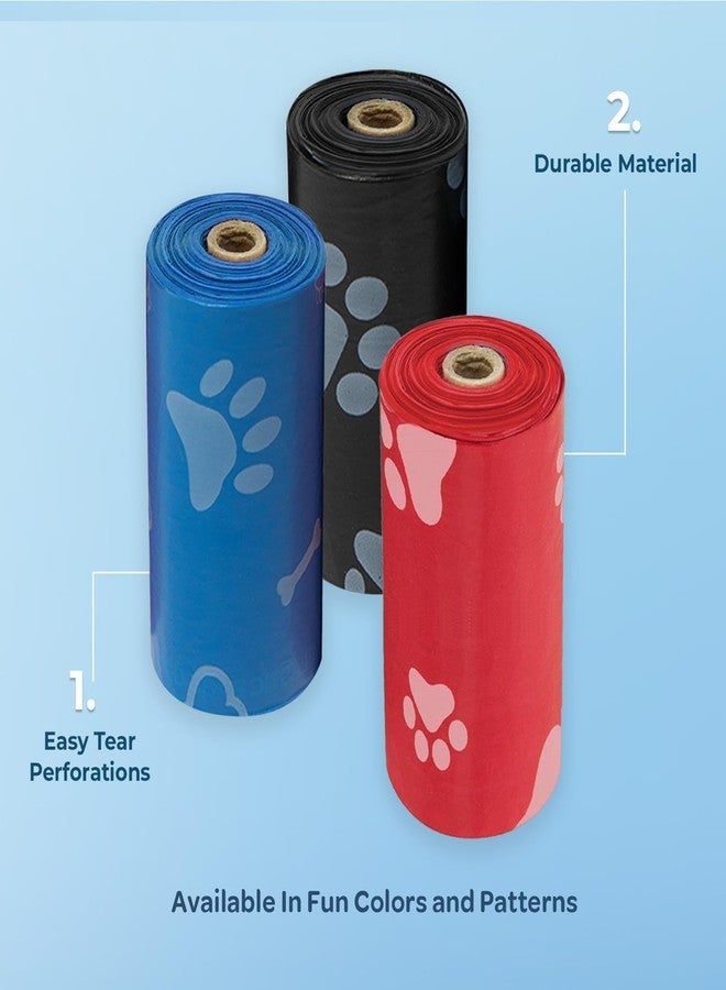 PRANIJ 240 Leak-Proof Dog Poop Waste Bags with Paw Prints Thick Tear-Resistant, Scent-Free, Colorful Pet Cleanup Rolls for Outdoor Walking Travel (16 Rolls, 15 Bags Each) - Image 3