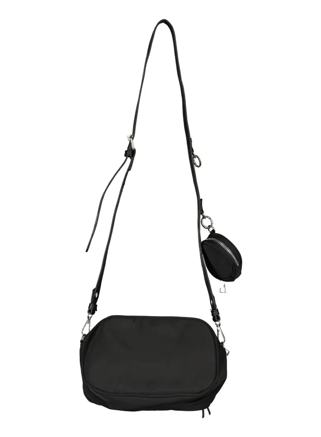 HaILYS Stylish Black Nylon Crossbody Bag with Coin Pouch