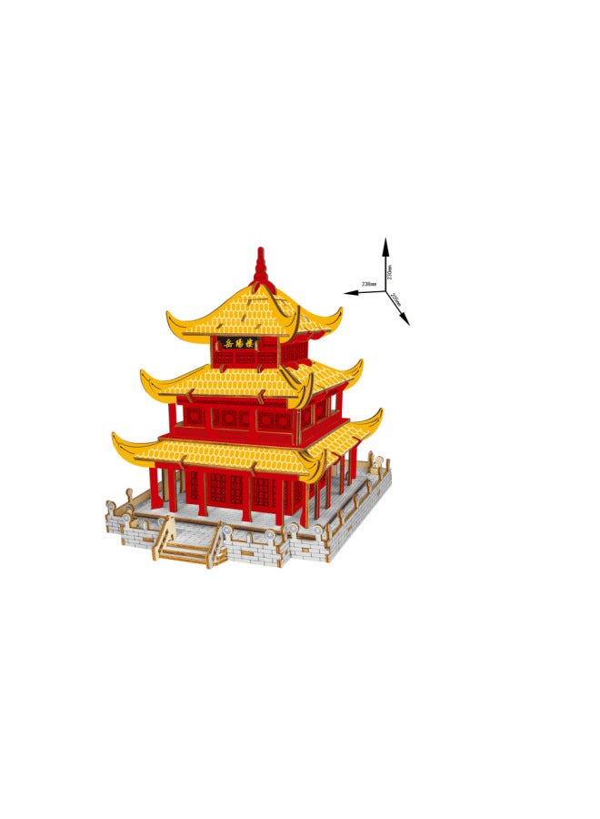 Laser Cutting Ancient Building Model Handmade Three-dimensional Wooden Puzzle Antique Series Toys Wholesale-Color:Big 7 Yueyang Building (Qiaomu Laser Board) - Image 1
