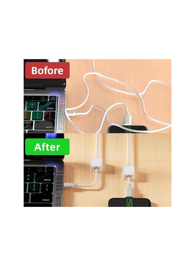 Green Tiger 8pack Magnetic Cord Organizer HolderCord Organizer for Desk Wire Organizer Cable holder clips, Hide or Organize Phone USB Charger Cable,for Home Office Desk Phone Car Wall Desktop Nightstand (White) - Image 4