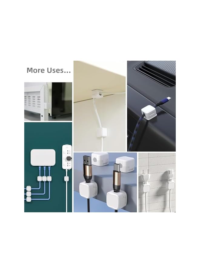 Green Tiger 8pack Magnetic Cord Organizer HolderCord Organizer for Desk Wire Organizer Cable holder clips, Hide or Organize Phone USB Charger Cable,for Home Office Desk Phone Car Wall Desktop Nightstand (White) - Image 2