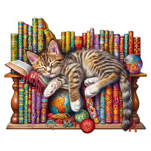 Jigfoxy Wooden Puzzles for Adults Cat Wood Puzzle for Adults Unique AnimalShaped Wooden Jigsaw Puzzle Christmas Thanksgiving Gifts for Puzzle Lovers Family and Friends S85 69in100pcs - Image 1