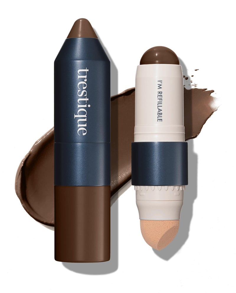 Trestique Foundation Stick  Refillable Face Stick With BuiltIn Sponge Clean Beauty Medium Coverage Sustainable Makeup