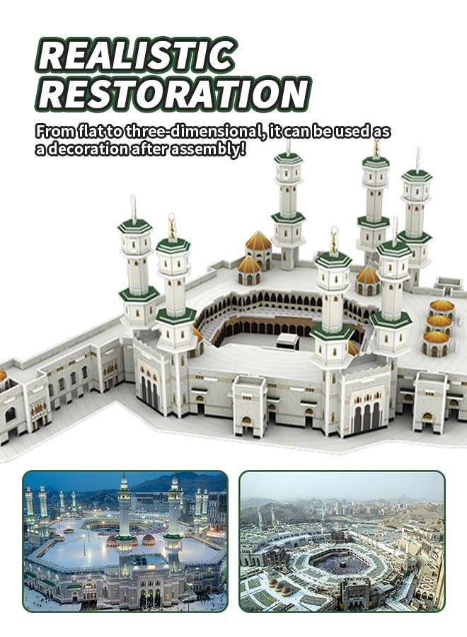 3D Puzzle Great Mosque of Mecca, Islamic Architecture Educational Toy, Eco-friendly & Safe DIY Puzzle Toy for Kids & Adults - Image 4