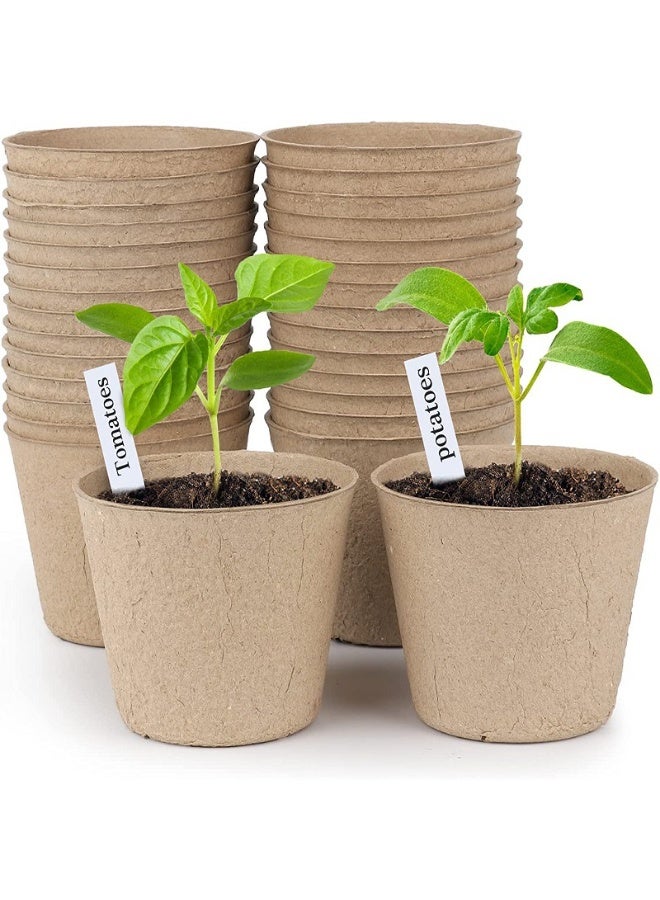 50PCS أواني الخث البذور البداية صديقة للبيئة تعزيز التهوية مع علامات النبات للمنزل - Image 2