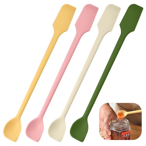 CATOSUM 4 Pcs Mini Silicone Spatulas, Multifunctional Small Scrapers for Kitchen, Cosmetics & Jars, Reusable Stirrer for Jam, Lotion, Narrow & Thin Bottles, Colorful - Image 1