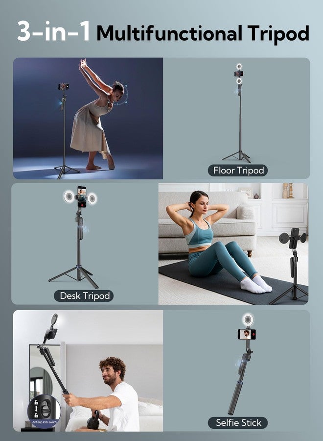 USKEYVISION Auto Face Tracking Tripod 360 Rotation,Phone Tripod for iPhone w/Fill Light,Selfie Stick for iPhone w/Remote Control,70” Phone Holder Video Recording for Content Creators TikTok(UTK-02) - Image 5