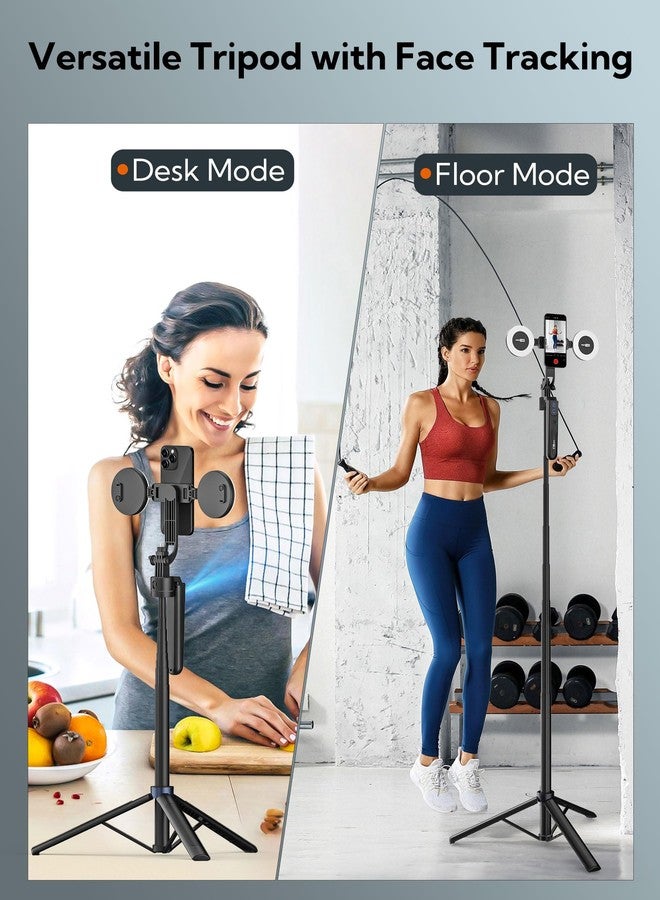 USKEYVISION Auto Face Tracking Tripod 360 Rotation,Phone Tripod for iPhone w/Fill Light,Selfie Stick for iPhone w/Remote Control,70” Phone Holder Video Recording for Content Creators TikTok(UTK-02) - Image 4