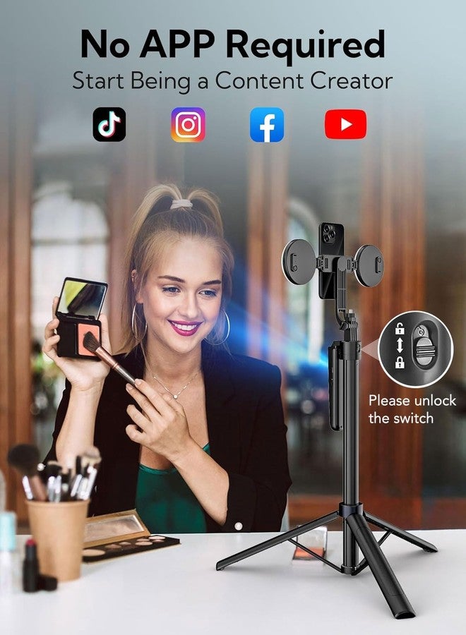 USKEYVISION Auto Face Tracking Tripod 360 Rotation,Phone Tripod for iPhone w/Fill Light,Selfie Stick for iPhone w/Remote Control,70” Phone Holder Video Recording for Content Creators TikTok(UTK-02) - Image 2