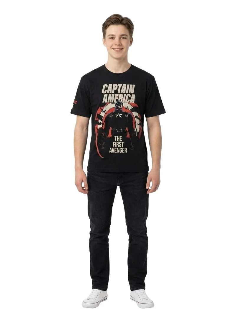 مارفل Men’s Captain America “The First Avenger” Graphic Printed T-Shirt