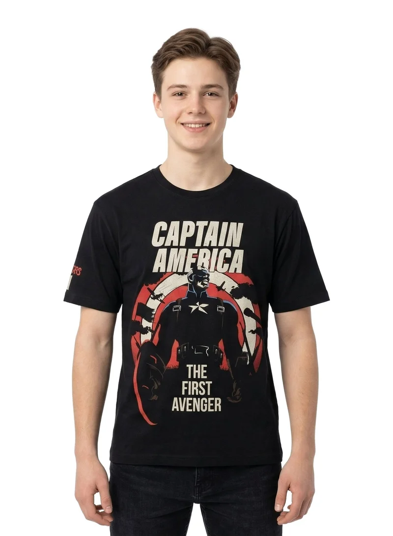 مارفل Men’s Captain America “The First Avenger” Graphic Printed T-Shirt