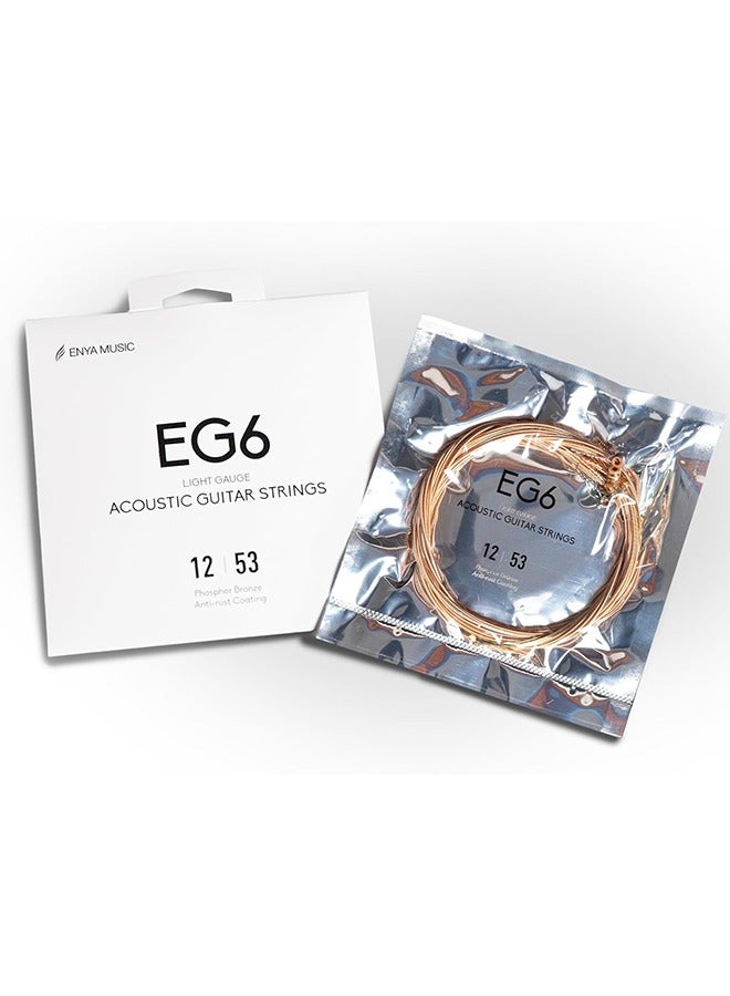 enya Enya Guitar Strings - Acoustic Guitar Strings - For 6 String Guitar - Phosphor Bronze- Anti-rust Coating - Light Gauge- EG6(0.12-0.53) - Image 1