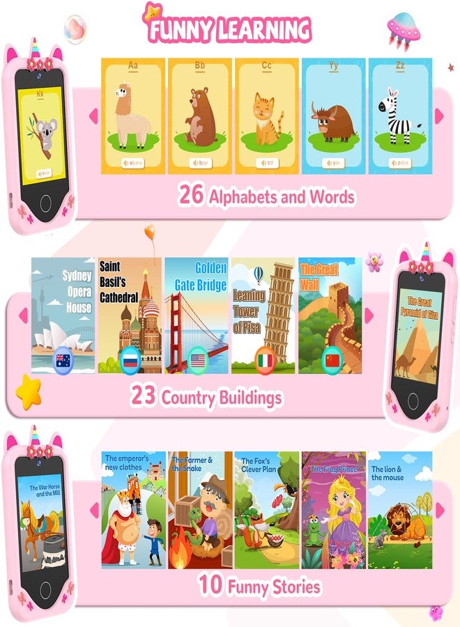 SNWIDA Kids Smart Phone for Girls Gifts - Toddler Christmas Birthday Gift for Age 3 4 5 6 Year Old, Kids Cell Phone Toy with 2.8” Touchscreen, Dual Cameras, Learning, Play Games, Video Player with 32 GB Card - Image 5