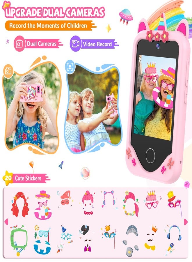 SNWIDA Kids Smart Phone for Girls Gifts - Toddler Christmas Birthday Gift for Age 3 4 5 6 Year Old, Kids Cell Phone Toy with 2.8” Touchscreen, Dual Cameras, Learning, Play Games, Video Player with 32 GB Card - Image 4