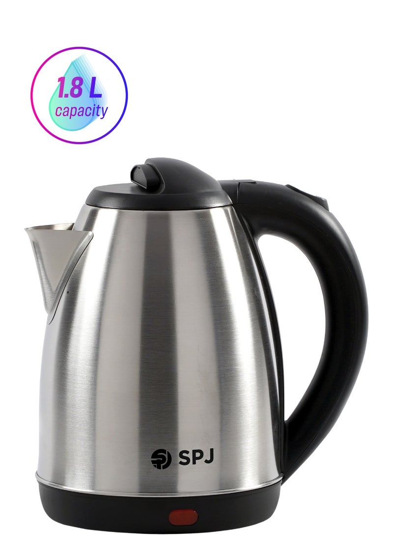 SPJ 1.8L Electric Kettle 1500W – 304 Stainless Steel, Fast Boil, LED Indicator, Auto Shut-Off, Cordless for Home & Office - Image 1