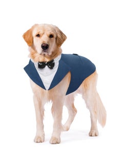 Kuoser Dog Tuxedo Dog Suit and Bandana Set, Dogs Tuxedo Wedding Party Suit, Dog Prince Wedding Bow Tie Shirt Formal Dog Wedding Attire for Large and Medium Dogs Golden Retriever Samo Bulldogs