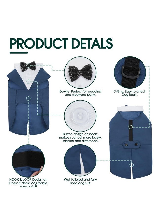 Kuoser - Kuoser Dog Tuxedo Dog Suit and Bandana Set, Dogs Tuxedo Wedding Party Suit, Dog Prince Wedding Bow Tie Shirt Formal Dog Wedding Attire for Large and Medium Dogs Golden Retriever Samo Bulldogs - Image 1