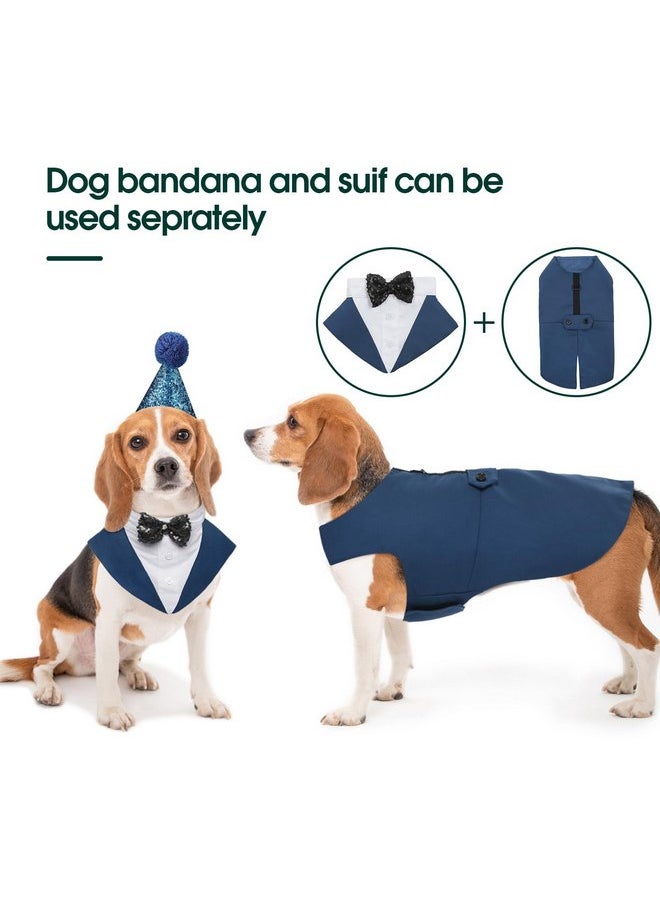 Kuoser - Kuoser Dog Tuxedo Dog Suit and Bandana Set, Dogs Tuxedo Wedding Party Suit, Dog Prince Wedding Bow Tie Shirt Formal Dog Wedding Attire for Large and Medium Dogs Golden Retriever Samo Bulldogs - Image 1