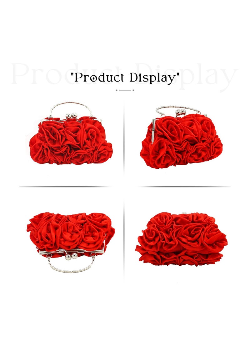 SYOSI Women Evening Clutch Bag Floral Satin Purses Detachable Strap Clutch Bag Floral Clutch Bag Detachable Strap Purses Floral Clutch Bag for Wedding, Party, Prom - Image 4