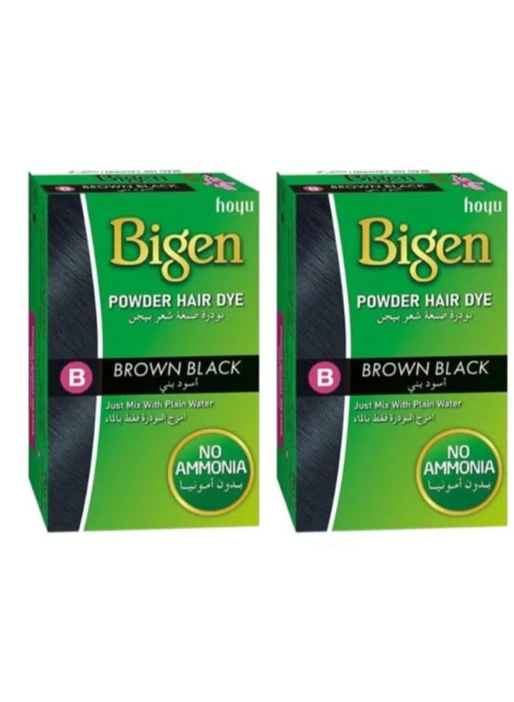 بايجن صبغة شعر بودرة لون بني أسود ب 6 جرام قطعتين