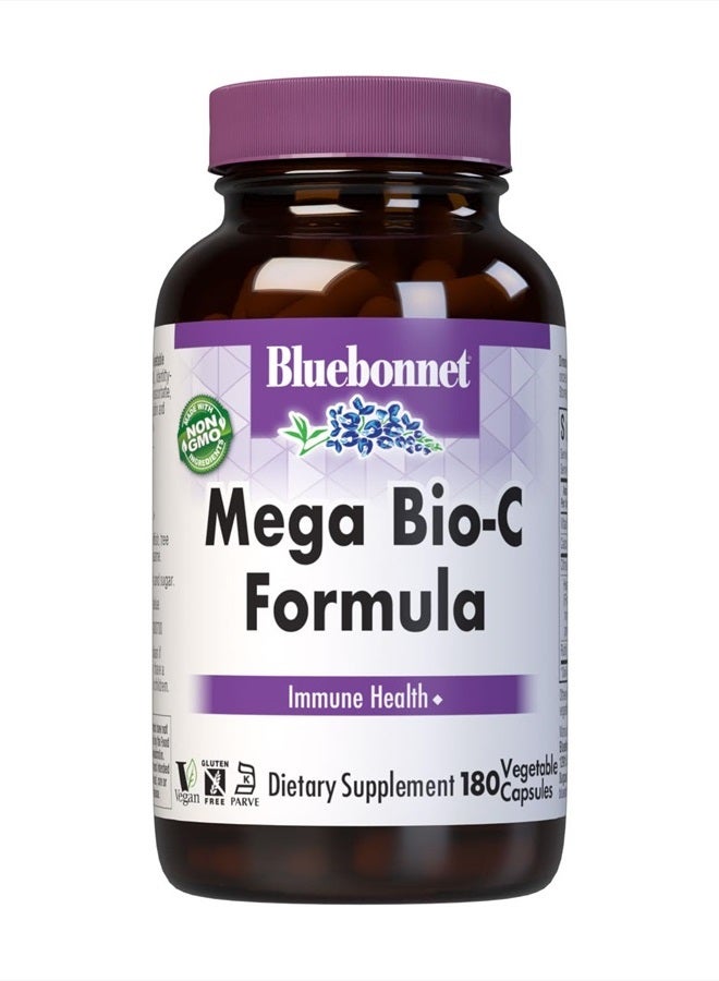 Bluebonnet Nutrition Mega Bio-C Formula Vegetable Capsules, High Potency Buffered Vitamin C, for Immune Health, Soy Free, Gluten Free, Non-GMO, Kosher, Dairy Free, Vegan, 180 Count - Image 1