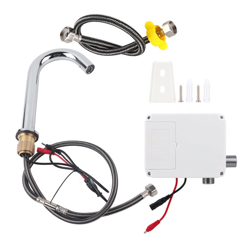 G1/2in Thread Automatic Induction Sensor Water Faucet Infrared Single Cold Tap with Control Box(Type de hauteur moyenne pour bassin sous le comptoir ou au Dessus du comptoir avec une hauteur de bassin - Image 1