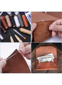 cridoz 35 Pcs Leather Stitching Pouch Kit With 4Mm Prong Sewing Hole Punch Leather Sewing Tools Waxed Thread And Large Eye Stitching Needles For Beginner Leather Sewing Working Crafting Projects  - Image 5