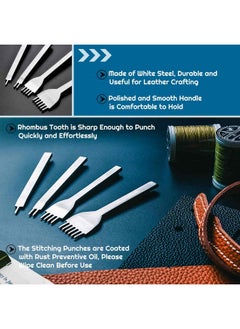 cridoz 35 Pcs Leather Stitching Pouch Kit With 4Mm Prong Sewing Hole Punch Leather Sewing Tools Waxed Thread And Large Eye Stitching Needles For Beginner Leather Sewing Working Crafting Projects  - Image 3