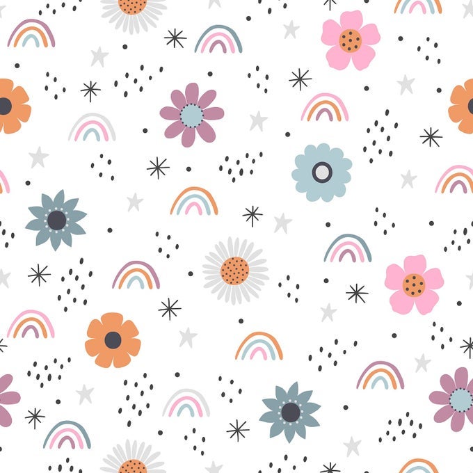 BOHO RAINBOW PEEL AND STICK WALLPAPER WATERCOLOR CUTE FLOWERS STARS RAINBOW CONTACT PAPER KIDS SELF ADHESIVE REMOVABLE WALLPAPER FLOWERS WALL DECALS FOR GIRLS BEDROOM CABINETS WALLS 177X100