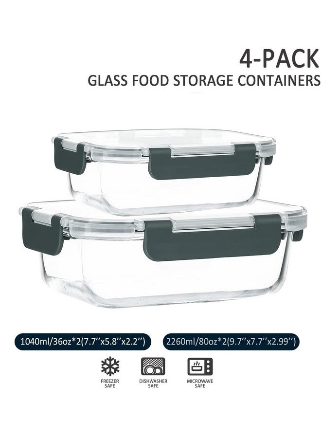 M MCIRCO M MCIRCO [80 oz & 36 oz Extra Large Glass Food Storage/Baking Containers Set with Lids, 2 Pack 80 oz(10 cup)&2 Pack 36 oz (4.5 cup) Airtight Glass Container,Microwave,Oven,Freezer and Dishwasher  - Image 2