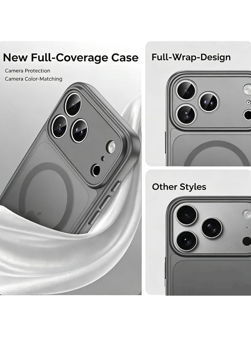 Aookay for iPhone 18 Pro Max Magnetic Shockproof Case, Full Camera Protection, Compatible with MagSafe, Translucent Matte Mil-Grade Protection Scratch Resistant Slim Fit Cover (Deep Grey) - Image 2