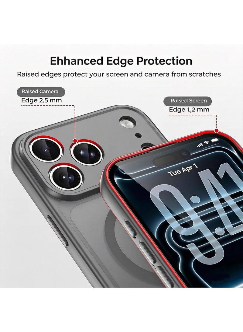 Aookay for iPhone 18 Pro Max Magnetic Shockproof Case, Full Camera Protection, Compatible with MagSafe, Translucent Matte Mil-Grade Protection Scratch Resistant Slim Fit Cover (Deep Grey) - Image 4