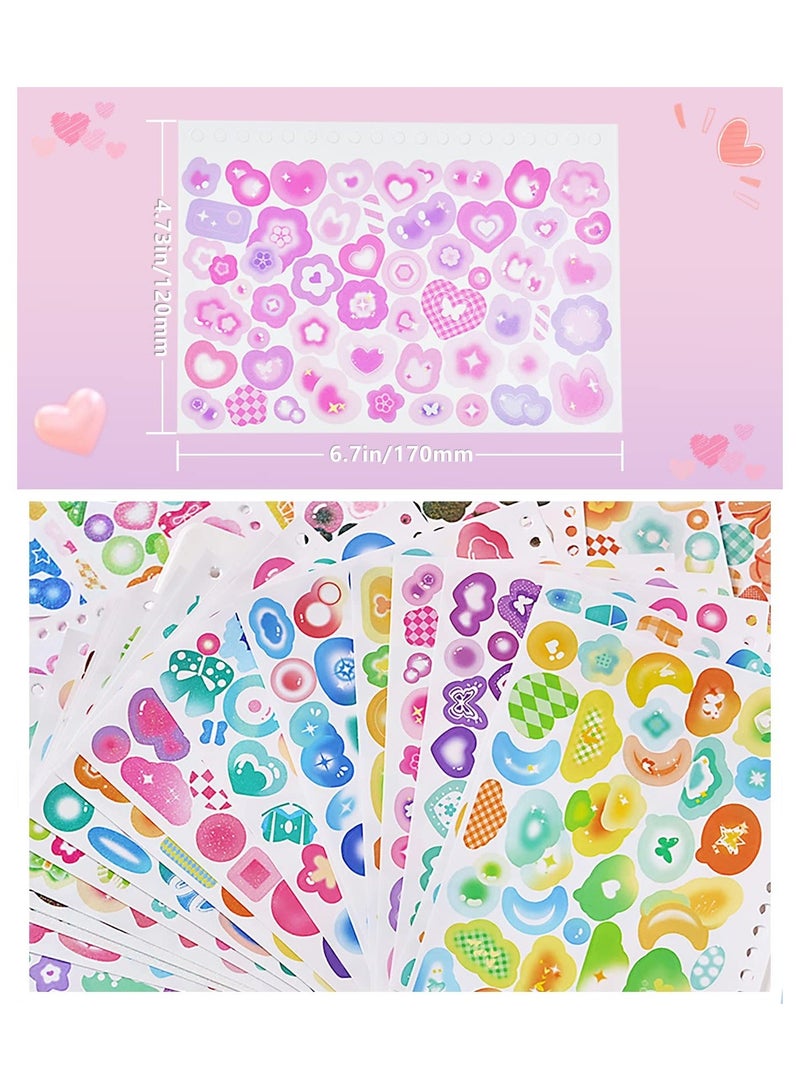 NIBEMINENT 2300PCS Scrapbook Stickers Cute Butterfly Stars Heart Kpop Photocards Self Adhesive Korean Bows Ribbons Book for Kids Girls Boys Aesthetic Craft Scrapbooking Decorate DIY Card 50Page - Image 2