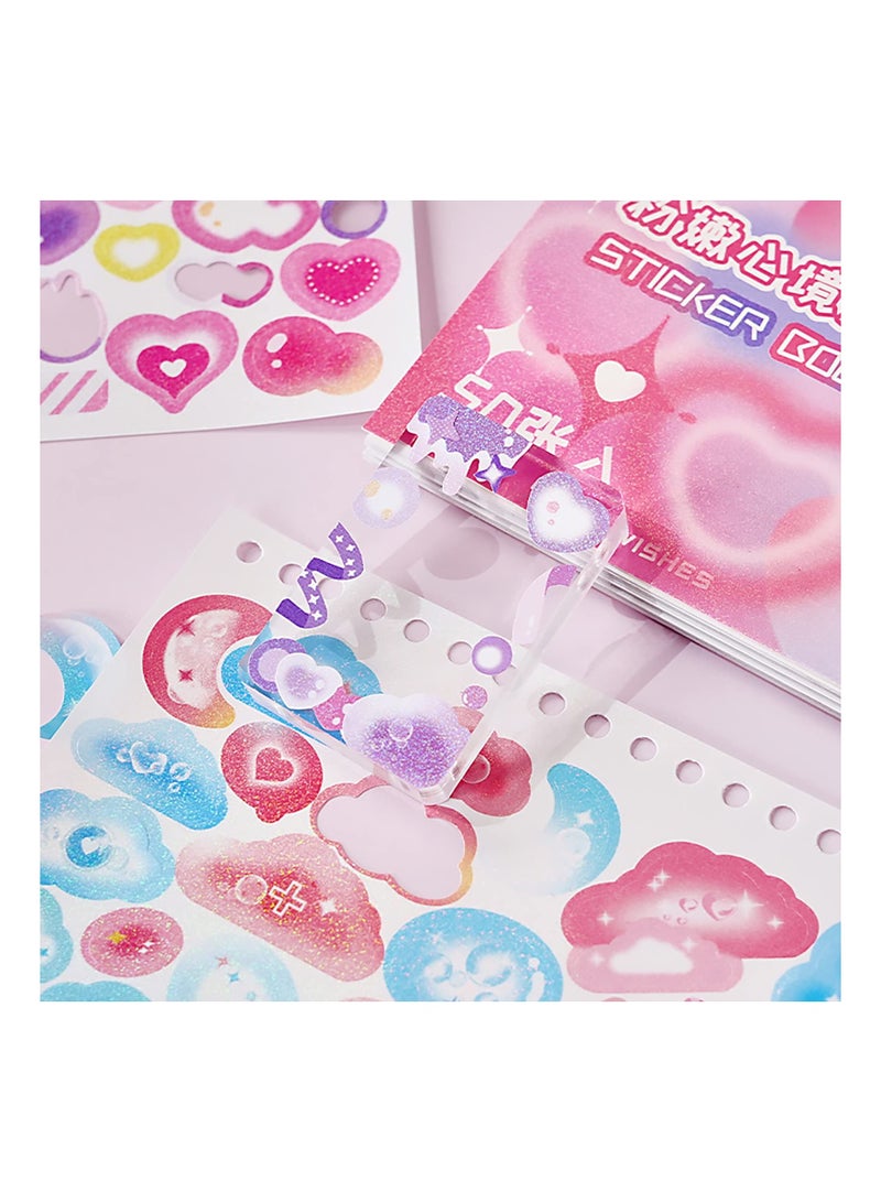 NIBEMINENT 2300PCS Scrapbook Stickers Cute Butterfly Stars Heart Kpop Photocards Self Adhesive Korean Bows Ribbons Book for Kids Girls Boys Aesthetic Craft Scrapbooking Decorate DIY Card 50Page - Image 4
