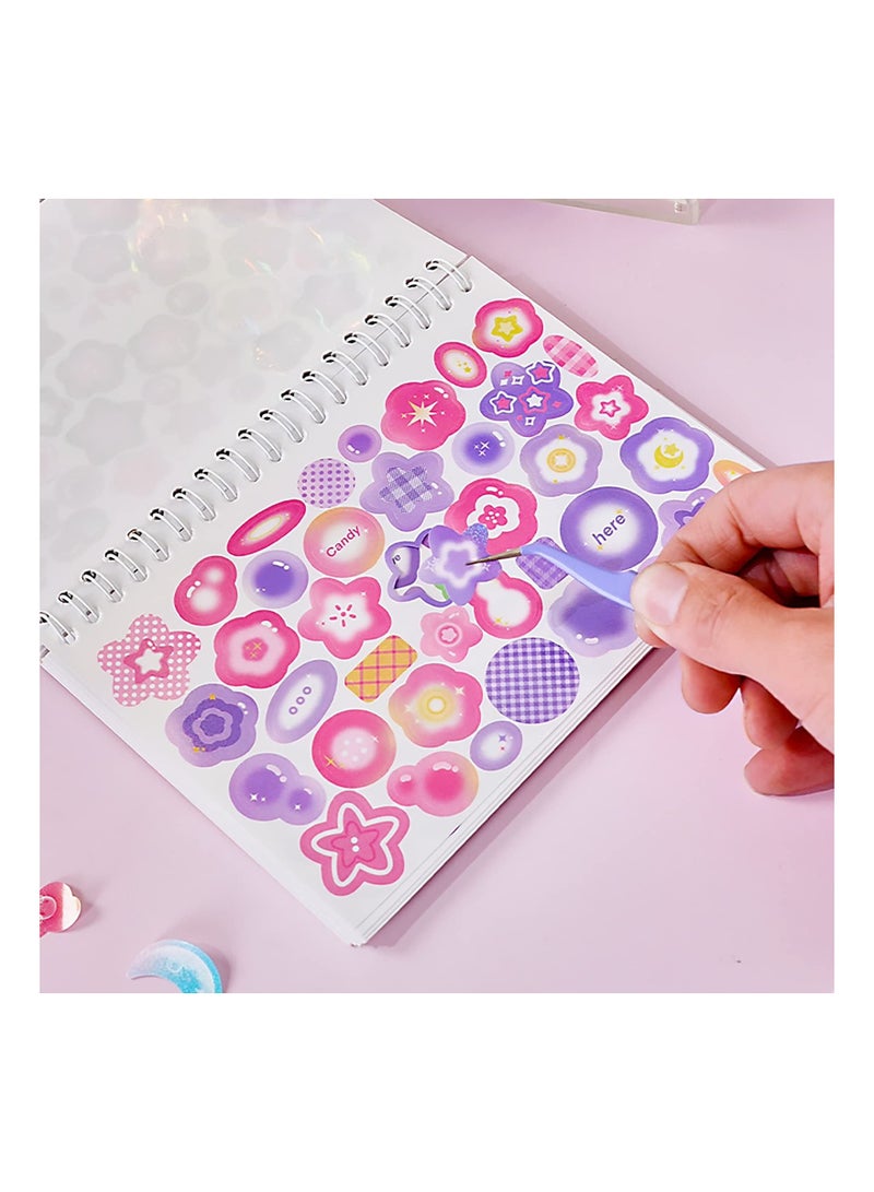 NIBEMINENT 2300PCS Scrapbook Stickers Cute Butterfly Stars Heart Kpop Photocards Self Adhesive Korean Bows Ribbons Book for Kids Girls Boys Aesthetic Craft Scrapbooking Decorate DIY Card 50Page - Image 5