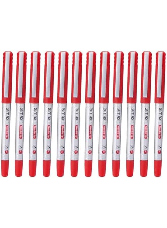 ماكسي قلم حبر سائل برأس إبرة 0.7 ملم، علبة مكونة من 12 قطعة باللون الأحمر - Image 2