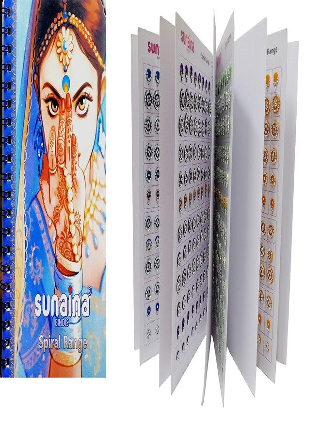 SUNAINA (original) Spiral Multicolour Mix Design And Mix Size Full Sliver Stone Bindi Book For Women - Image 1