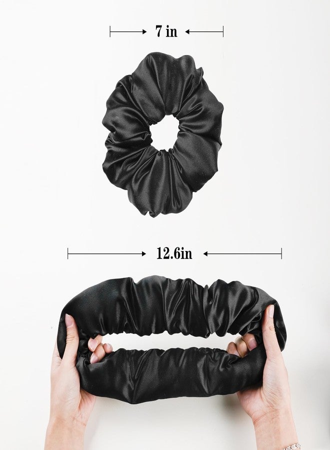 Silmer 22 Momme Mulberry Silk Pillow Scrunchie - Extra Large Soft Hair Tie for Women, Prevents Frizz & Breakage, Jumbo Sleeping Scrunchie (Black,1Pc) - Image 2