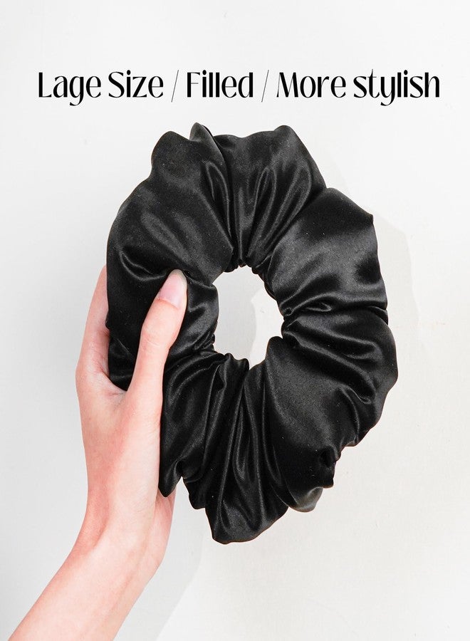 Silmer 22 Momme Mulberry Silk Pillow Scrunchie - Extra Large Soft Hair Tie for Women, Prevents Frizz & Breakage, Jumbo Sleeping Scrunchie (Black,1Pc) - Image 3