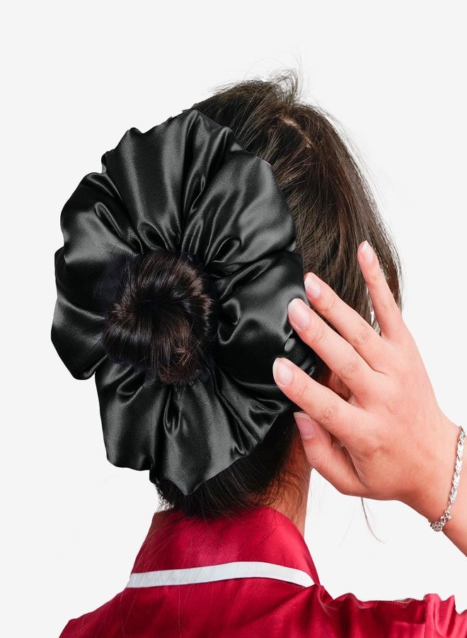 Silmer 22 Momme Mulberry Silk Pillow Scrunchie - Extra Large Soft Hair Tie for Women, Prevents Frizz & Breakage, Jumbo Sleeping Scrunchie (Black,1Pc) - Image 5