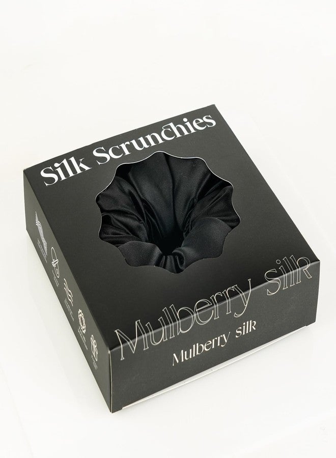 Silmer 22 Momme Mulberry Silk Pillow Scrunchie - Extra Large Soft Hair Tie for Women, Prevents Frizz & Breakage, Jumbo Sleeping Scrunchie (Black,1Pc) - Image 4